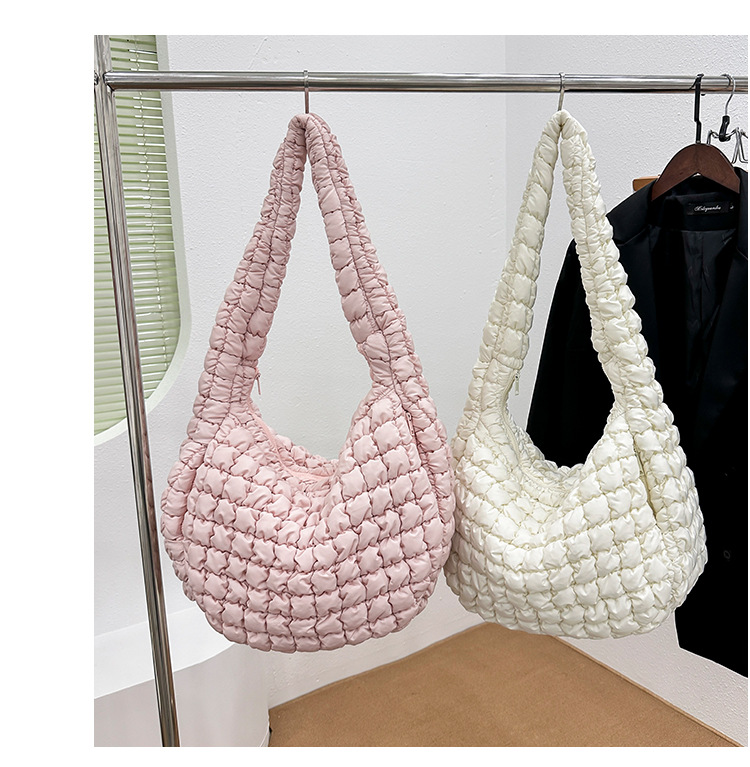 Korean Cloud Bag, Women's Lazy Style Shoulder Bag Pleated Handbag Large Capacity Single Shoulder Casual Bag_voghion.com