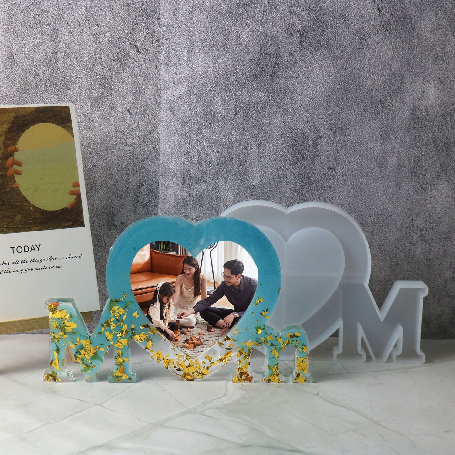 新款diy滴胶模具家庭成员family立体相框硅胶模具INS家居摆件热销