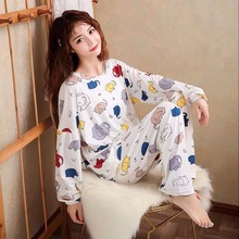 新款长袖套装睡衣女春秋薄款网红宽松ins性感外穿韩版家居服跨境