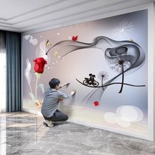 电视背景墙2024新款壁纸感壁布客厅立体装饰简约现代壁画