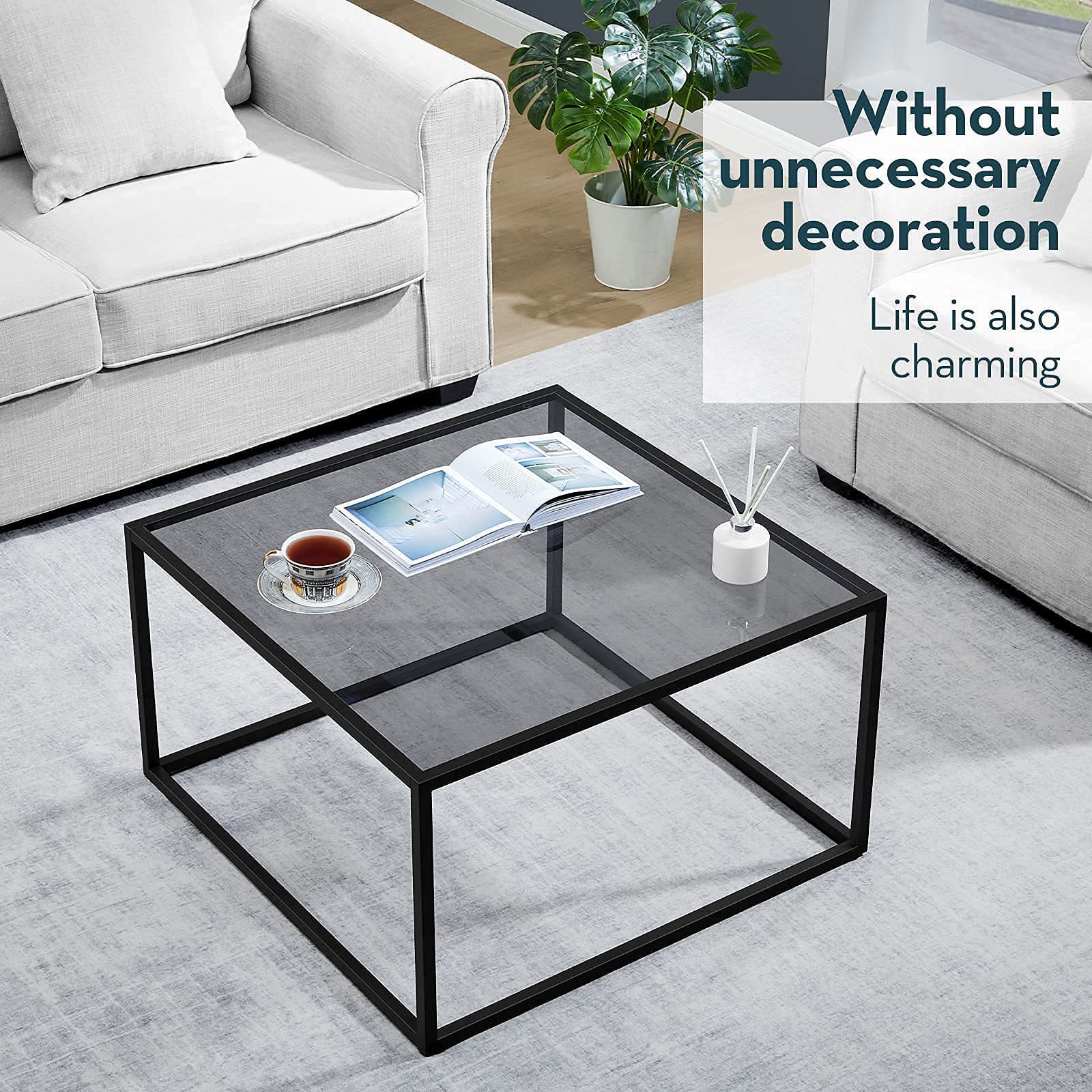 Mesa de té de lujo ligera sala de estar alta mesa de café sensacional minimalista mesa de té de vidrio temperado mesa de café