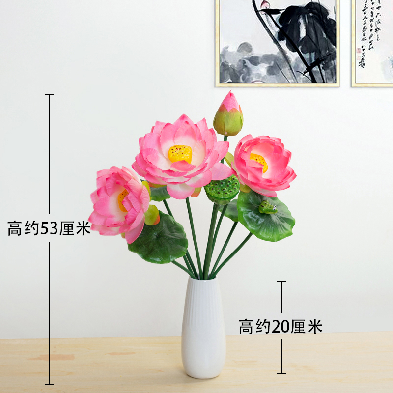 [Bộ bình] Bình dọc 9 chữ thập hoa sen lớn màu hồng