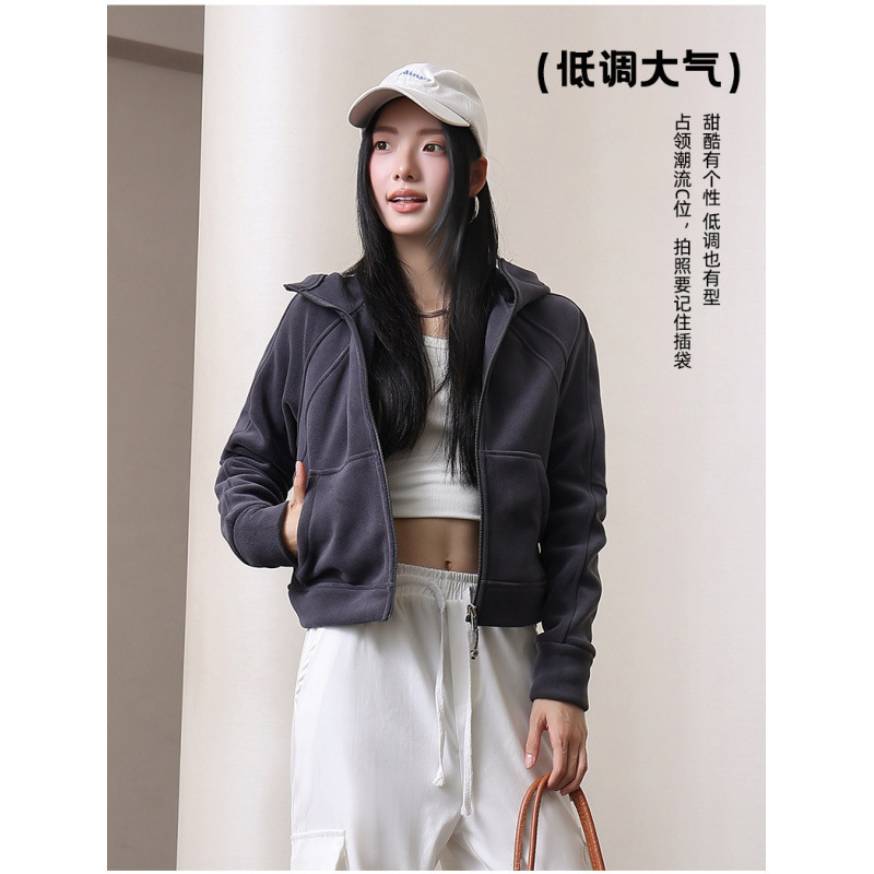 lulu同款2025秋冬爆款连帽拉链式保暖长袖运动瑜伽休闲卫衣外套女|undefined