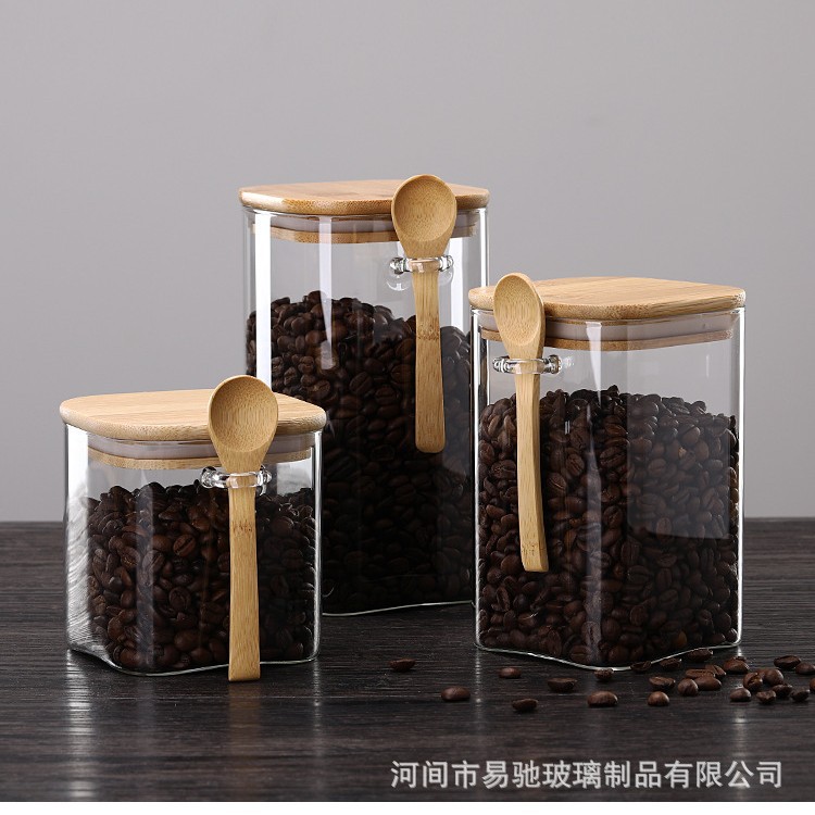 Tanque de almacenamiento de vidrio Juego de bocadillos de vidrio con botón a presión Tanque sellado Caja de almacenamiento sellada Tanque de almacenamiento de granos integrales