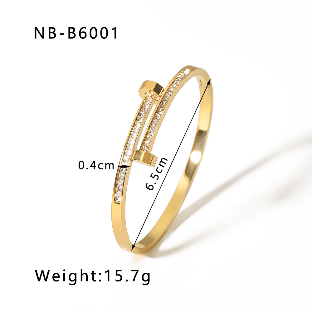 Hot Sale New Zircon Bracelet Roman Numeral Rhombus Jewelry Pentagram Stainless Steel Plated Real Gold Jewelry_voghion.com