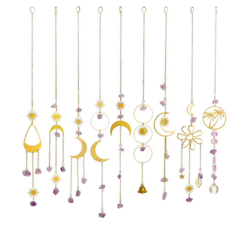 Einfacher Stil Mond Blumen Kristall Kristall Kupfer Sonnenfänger Windspiel Wand Kunst display picture 1