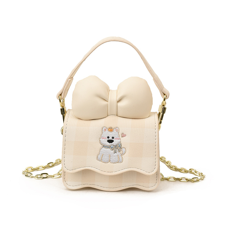 Cartoon perros, niñas y niñas, bolsas de hombro, lindas bolsas de arco, bolsas de celosía, nuevos bolsos de cadena para niños, moda