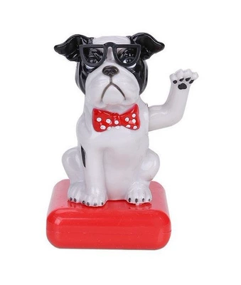 Creative Solar-Powered Bobblehead Dog: Car ornaments - black-and-white-lucky-dog