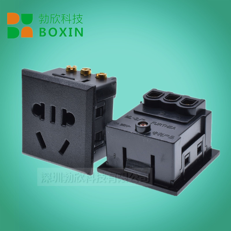 新国标5孔黑色国标三插二美标118黑色锁螺丝接线插座铜CCC嵌入式