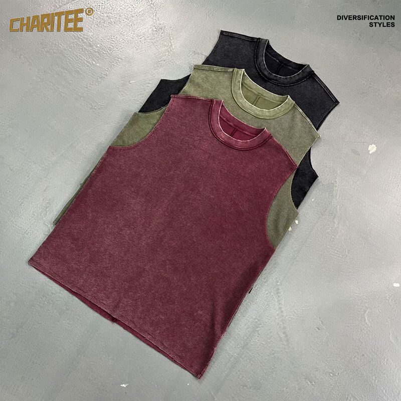 New foreign trade product: European and American style TK street fashion brand Ba Jia batik washed waffle sleeveless men's vest wholesale New foreign trade product: European and American style TK street fashion brand Ba Jia batik washed waffle sleeveless men's vest wholesale