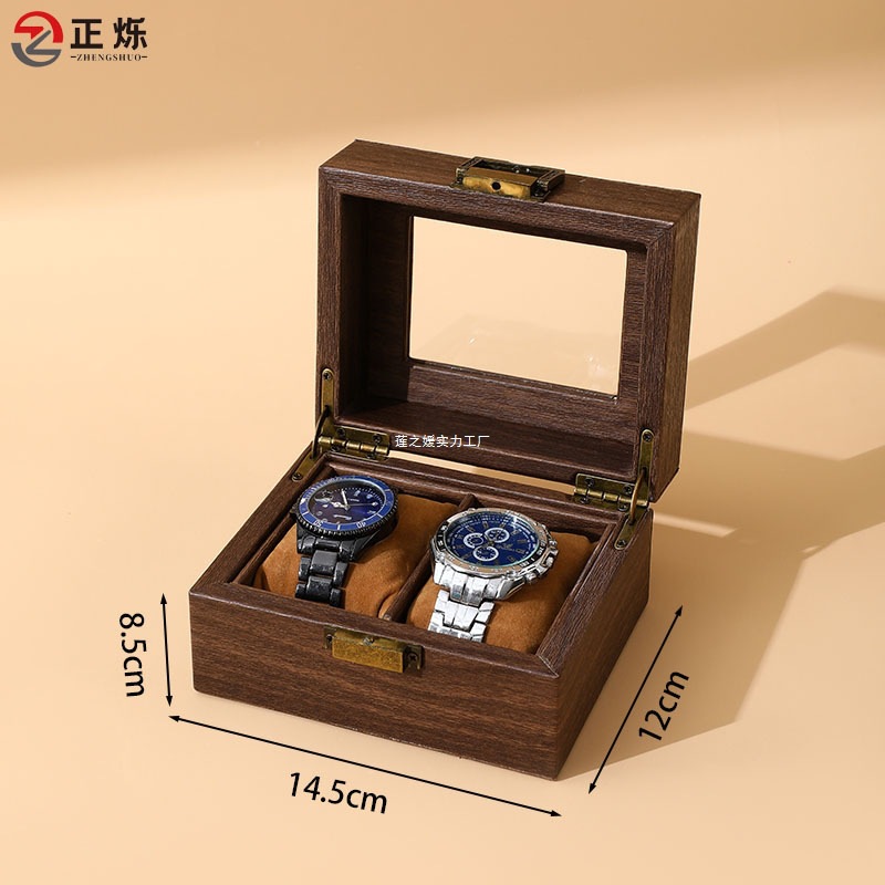 Retro Wood Grain Pu Leather Watch Box Wooden Jewelry Gift Packaging Box Cross-Border Hot Selling Watch Storage Box Watch Box