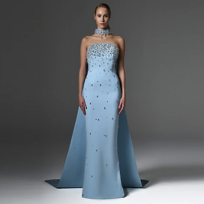 Evening Gown Long Dress High-Quality In-Stock 2026 New Celebrity Series Heavy Beading and Rhinestone Embellished Long Dress with Train