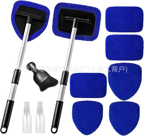 세트(오각형 1세트 + 파란색 천 커버 4개 + 스프레이 병/사각형 플레이트 텔레스코픽 폴 1세트 + 천 커버 4개 + 스프레이 병/검은색 청소용 브러시)