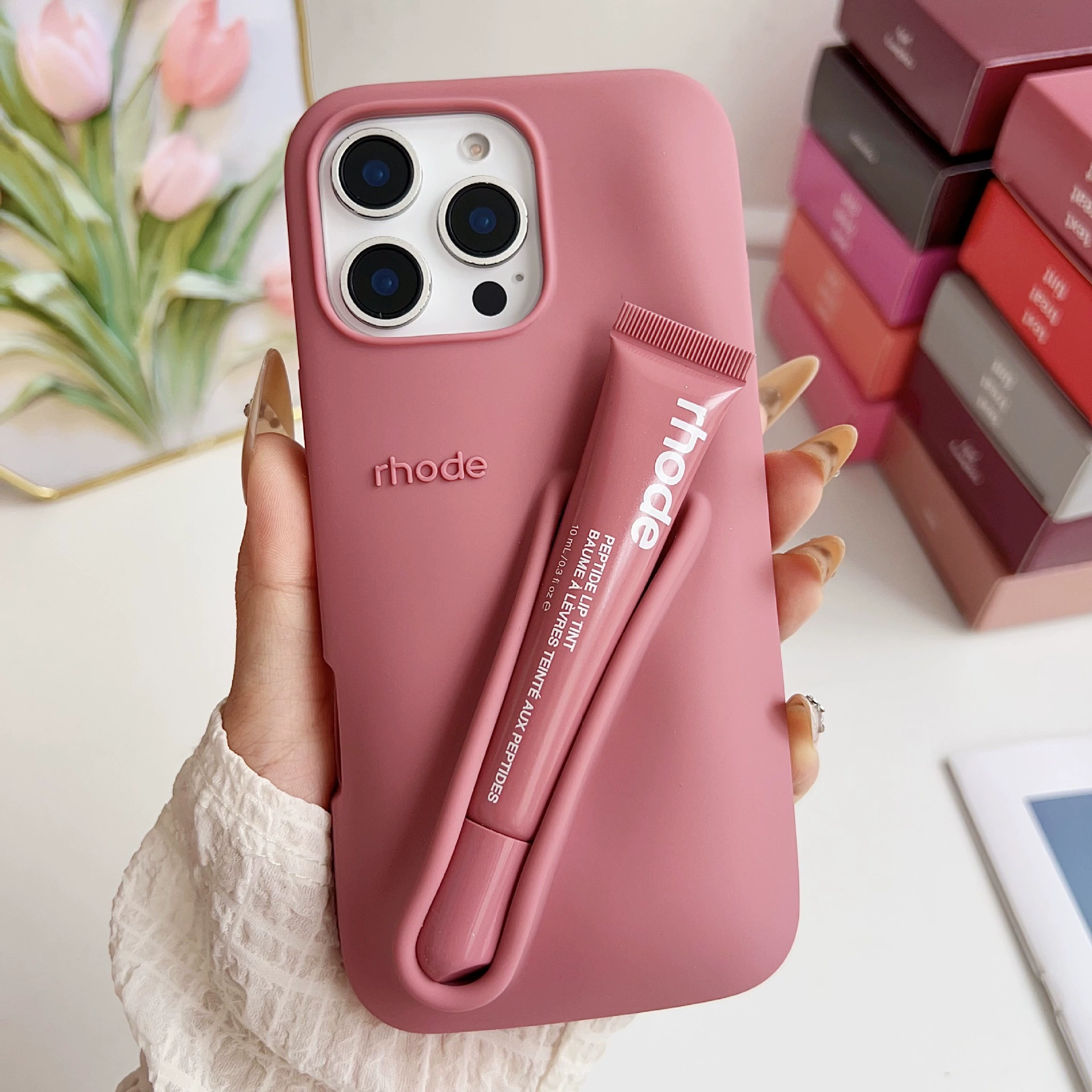 Чехол для телефона (Rhode) с Lip-Gloss силиконовый чехол, нескользящий, совместим с iPhone 11–17/Plus/Pro/Max