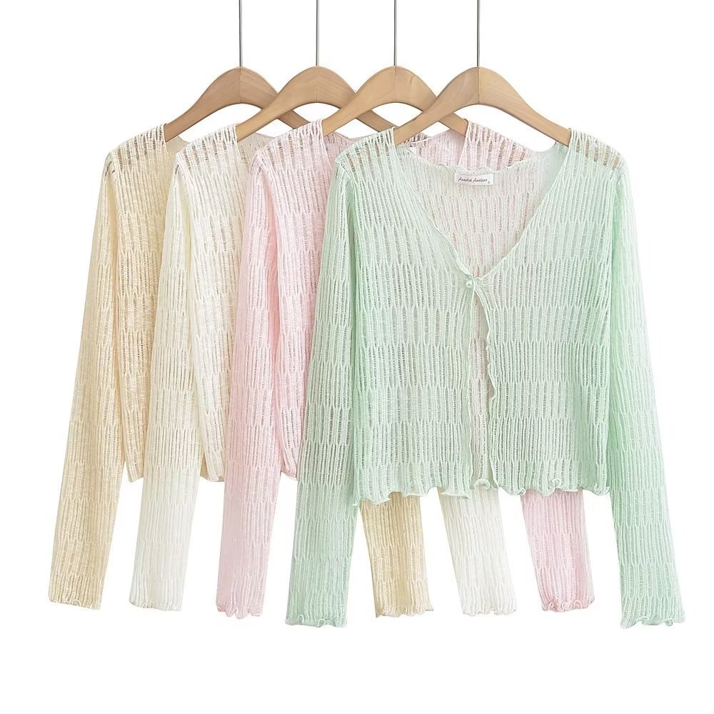 Summer fashionable light and thin breathable knitted cardigan