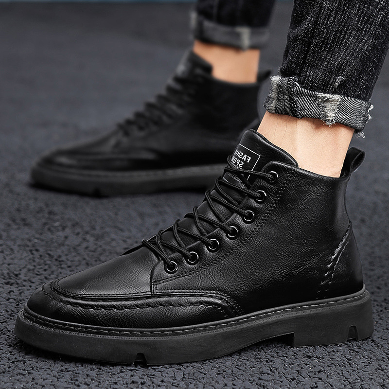 Podzim/zimní boty Martin Ultra Fiber Leather, britský styl, krátké boty, moderní šněrovací pracovní boty,_voghion.com