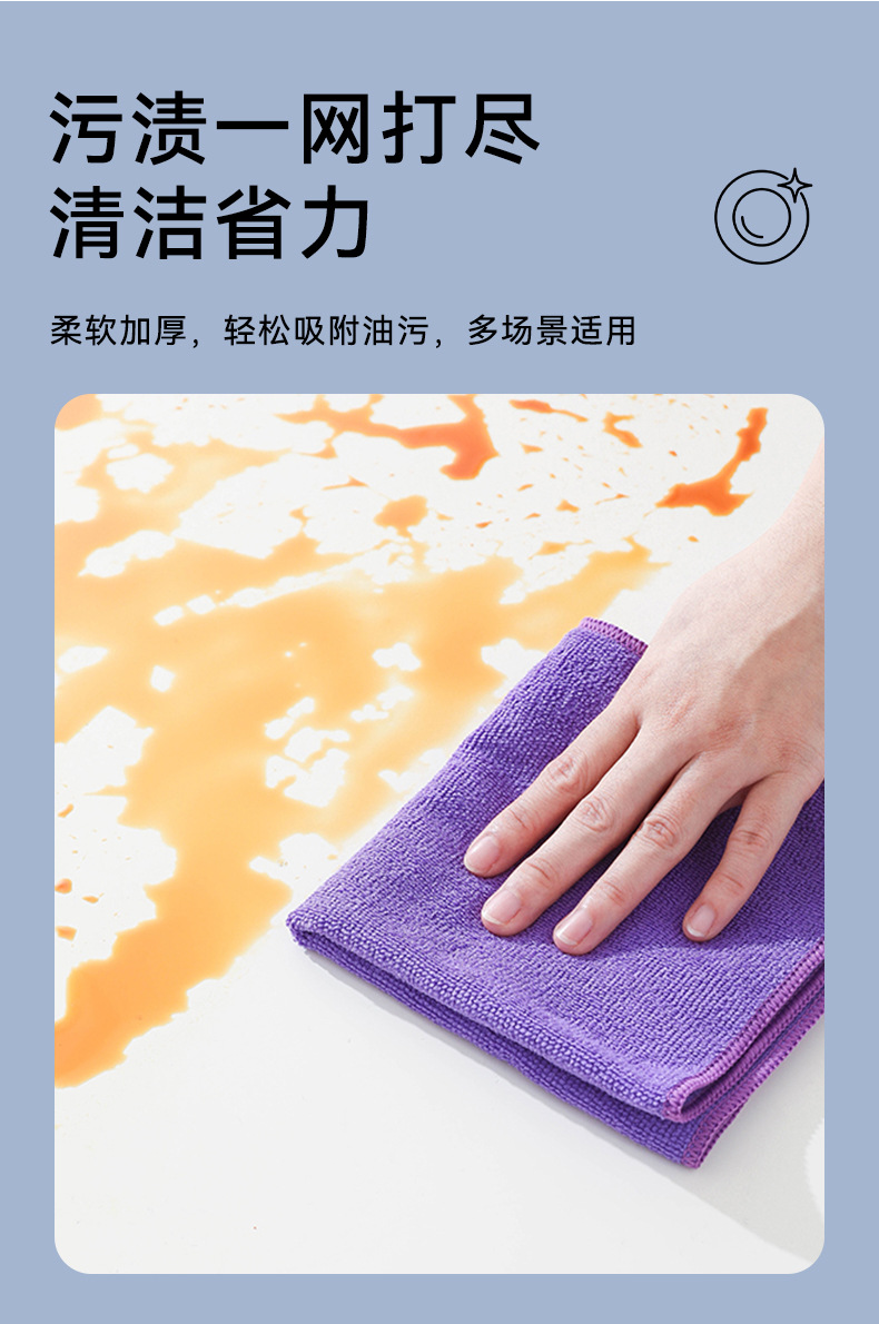Multi-purpose home cleaning towel set, thickened microfiber cleaning cloth, kitchen-specific table wiping and dishwashing towel