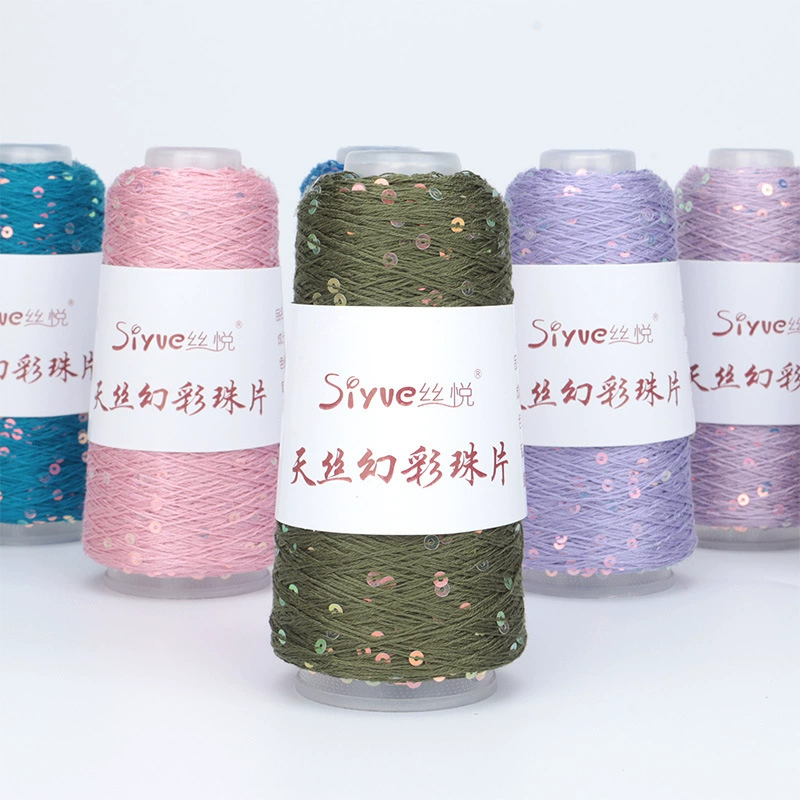 Пряжа Tencel (Siyue) с пайетками — для ручного вязания, цветная декоративная пряжа