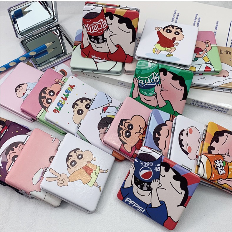 Crayón pequeño nuevo espejo de fábrica directamente para portátil plegable espejo de maquillaje estudiantes de mano comedor lindos bolsos nuevos