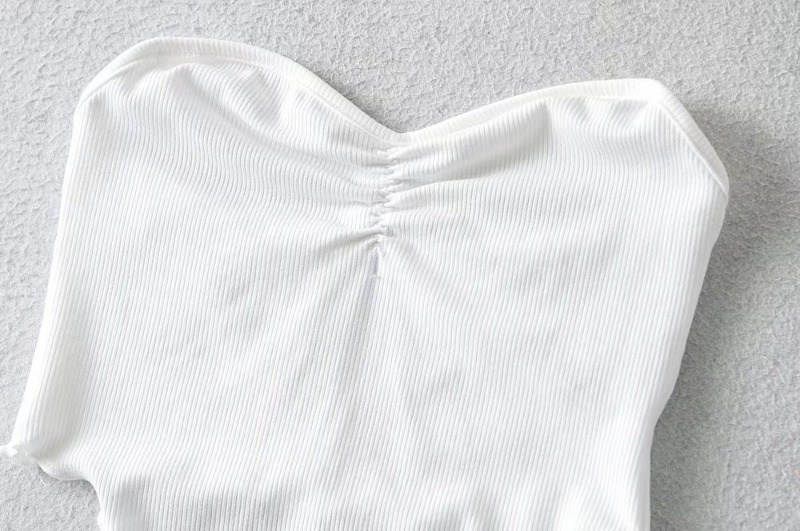 Solid color slim irregular hem fungus lace tube top NSXDX117545