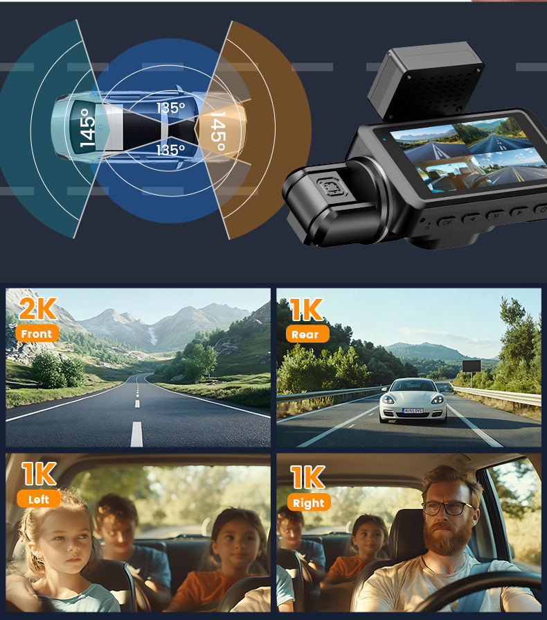 Cross-Border 4g Dashcam with Wifi, Four-Channel Recording, 24-Hour Remote Monitoring, Gps Positioning, Bsd Blind Spot Monitoring, Foreign Trade
