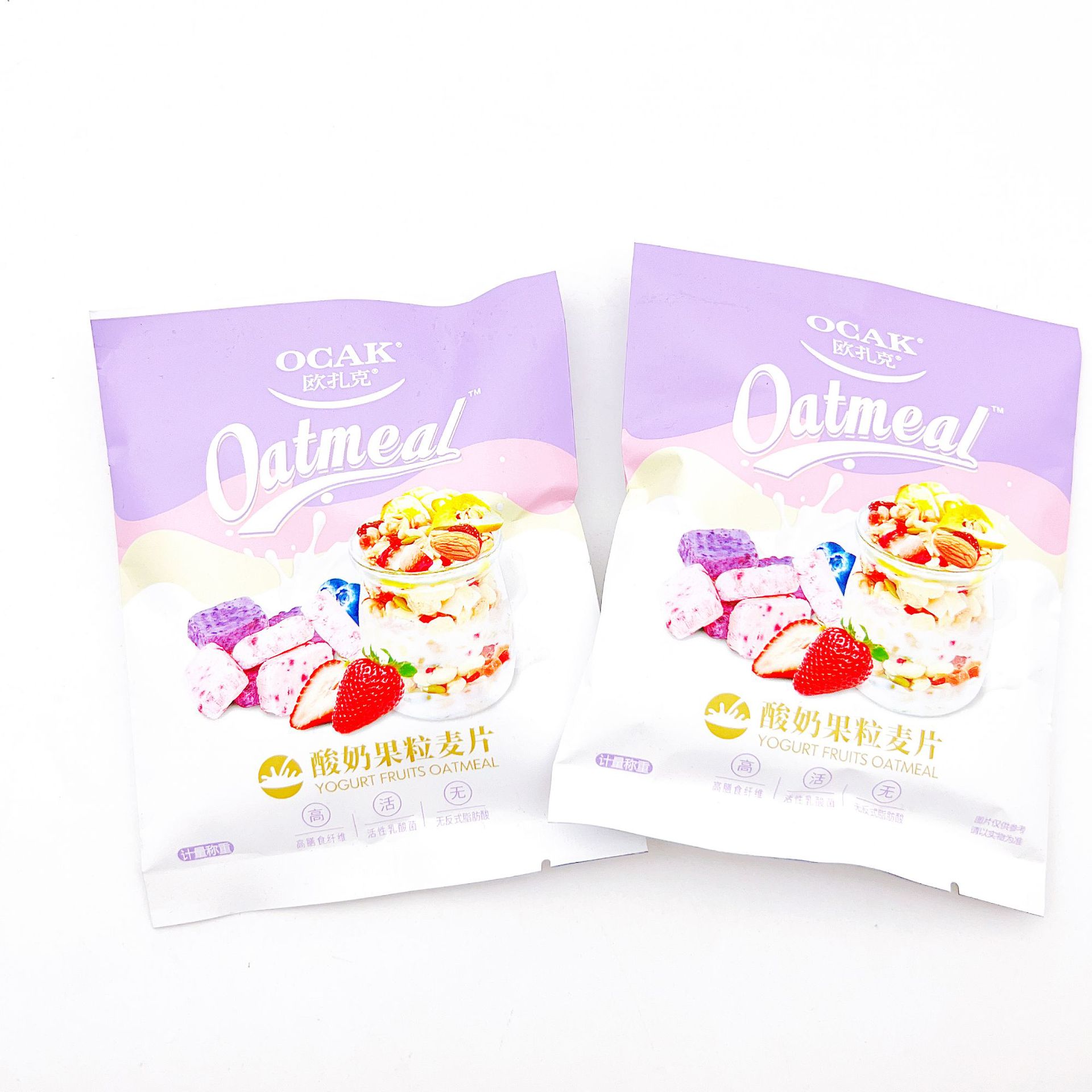 歐扎克水果堅果酸奶果粒麥片玫瑰草莓麥片休閒零食1件2袋一袋3斤