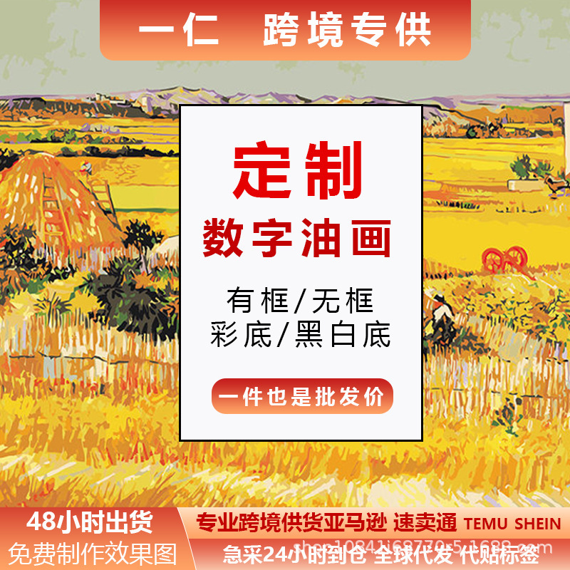 Cross-Border Customized Digital Oil Painting Source Manufacturer DIY Amazon Xiyin Shipped to Picture Customized Custom Oil Painting