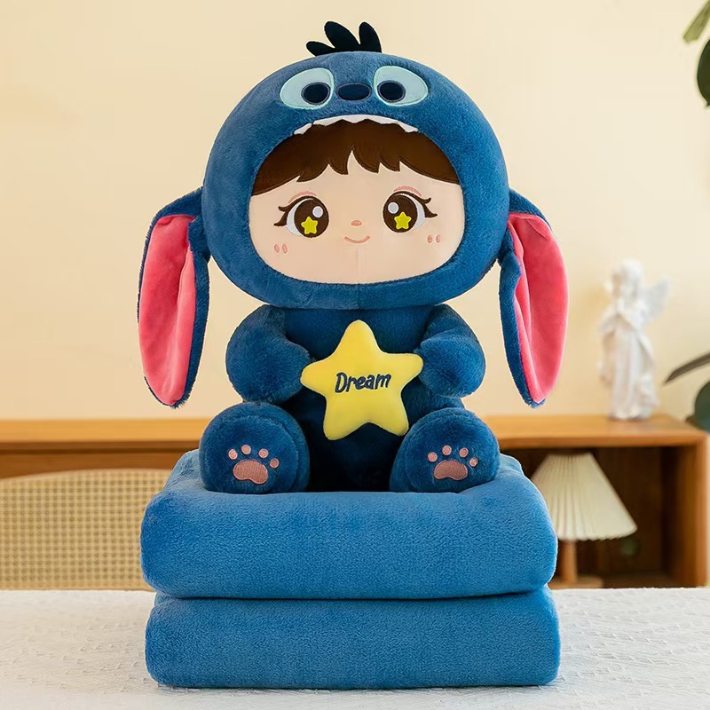 Manta de peluche 2 en 1 – Muñeca y edredón – Ideal para siesta en oficina