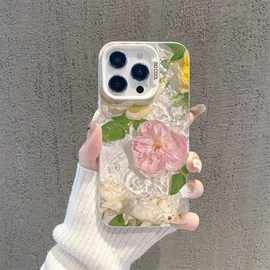 水上花花苹果15/12手机壳iphone14/15promax可爱11高颜值xs防滑x