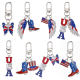 Independence Day Elements Red White Blue Flag Alloy Keychain Wings Bag Pendant Five-pointed Star Hanging Cross-border