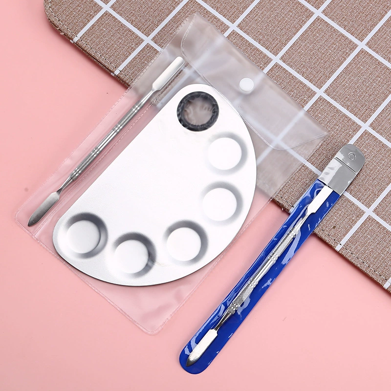 Нержавеющая сталь палитра половина круга 5 вогнутая палитра Костюм Макияж чайник косметический инструмент