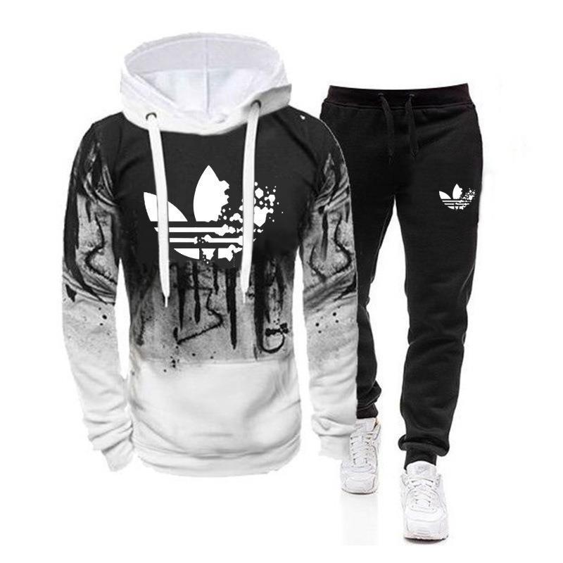 2023 nuevos hombres con capucha de tinta de impresión de moda tendencia suéter de manga larga de lana con capucha suéter deportivo traje