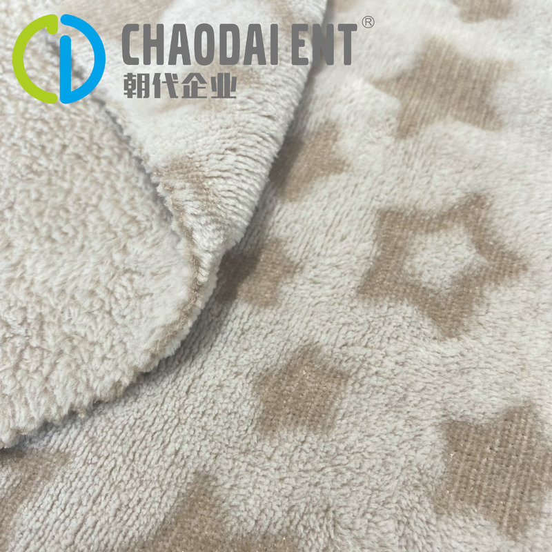 Grs Certified Back-Printed Cut-And-Sew Double-Sided French Velvet Rpet Recycled Clothing Blanket Dual-Use Eco-Friendly Fabric Soft