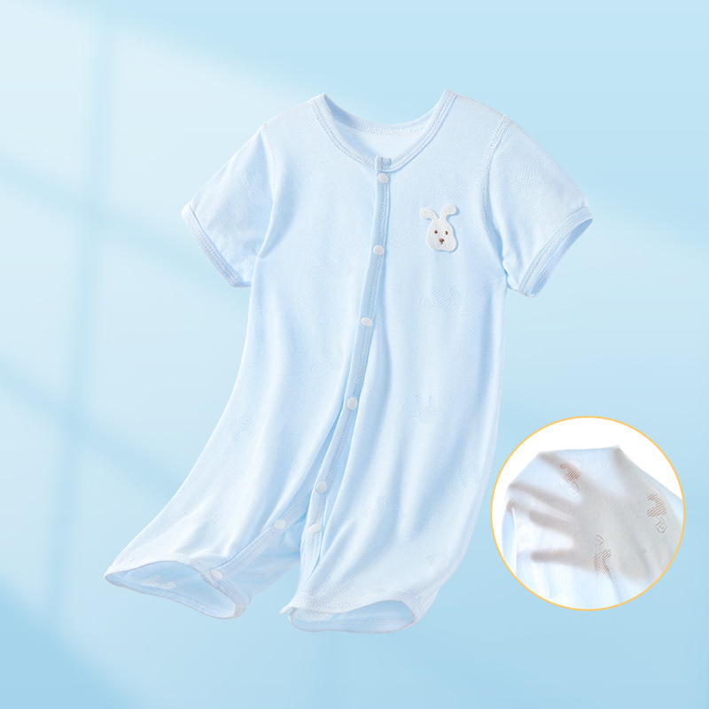 Bebé de verano camiseta recién nacido delgado pijama de manga corta luna llena ropa de verano para niños y niñas ropa de bebé