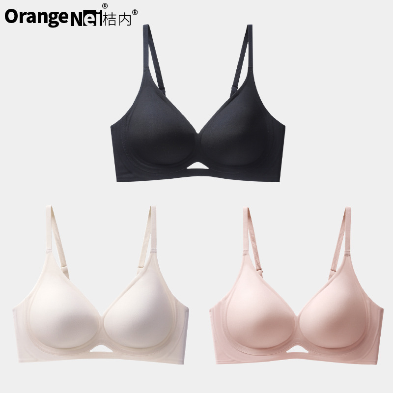 Jue Nei Mu Mu Women's Comfortable Triangle Hollow Breathable Wireless Soft Support Gathered Thin Cup Non-Restrictive Bra