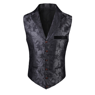 2025 Cross-Border Export New Men's Casual Jacquard Suit Collar Vest Men's Slim Fit Sleeveless Vest Vest