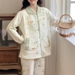 [6268] Air Cotton Monthly Clothing Pregnant Women Nursing Pajamas Autumn and Winter Feeding November Home Service suit