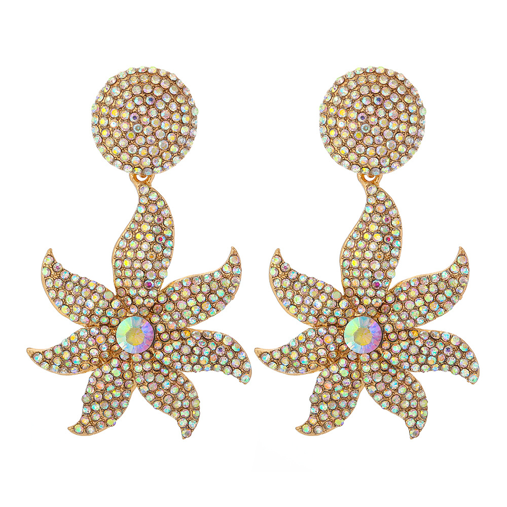 Fashion Retro Exaggerated Flowers Full Of Diamond Earrings display picture 4