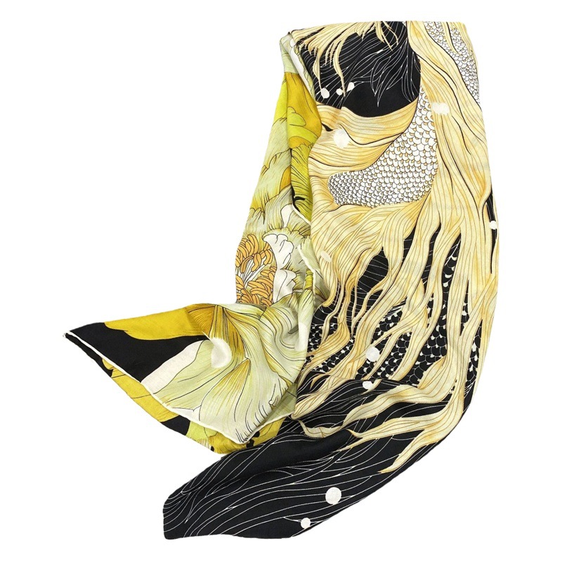 Nueva elegante bufanda de peonía koi de primavera y verano de las mujeres exquisita mano curling transfronterizo bufanda cuadrada grande chal decorativo de doble uso