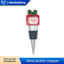 红绿猪猪头圣诞礼物 跨境红酒塞小礼品 酒瓶塞装饰保鲜红酒塞