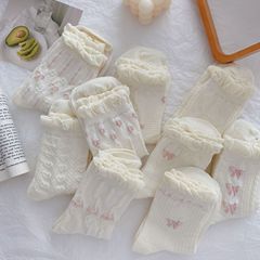 White lace edge women's mid-calf socks, Instagram trendy cotton socks, summer thin version, Japanese cute JK loose mouth outerwear socks