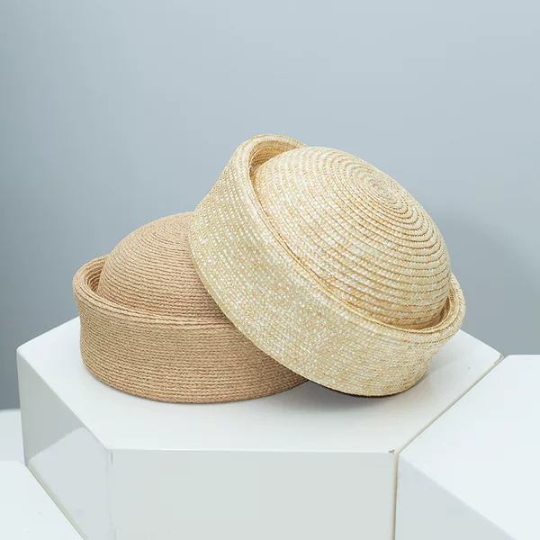 Natural Grass British Retro Pillbox Hat for Women 2026 New Style Round Top Small Hat with a Niche High-End Feel