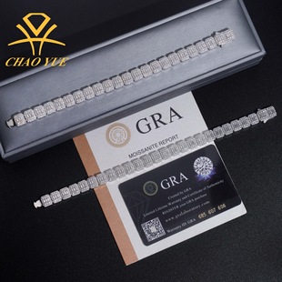 Europe and the United States hot 925 silver vvs moissanite 9mm hip-hop bracelet full diamond rock candy buckle men's and women's fashion jewelry
