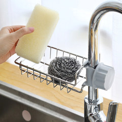 Stainless steel kitchen sink storage rack, sponge cleaning tool storage and draining tray, multi-purpose hanging basket for storage