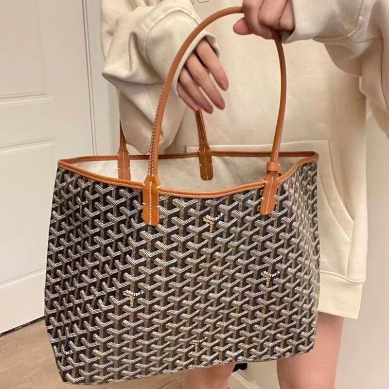 Goya Goyard Medium Tote Bag, Versatile Commuter Shopping Bag, Single Shoulder Handbag with Dog Tooth Pattern
