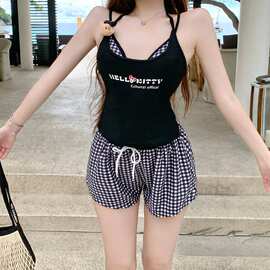 跨境韩版游泳衣女款2026新款夏季分体四件套显瘦遮肉女士游泳度假