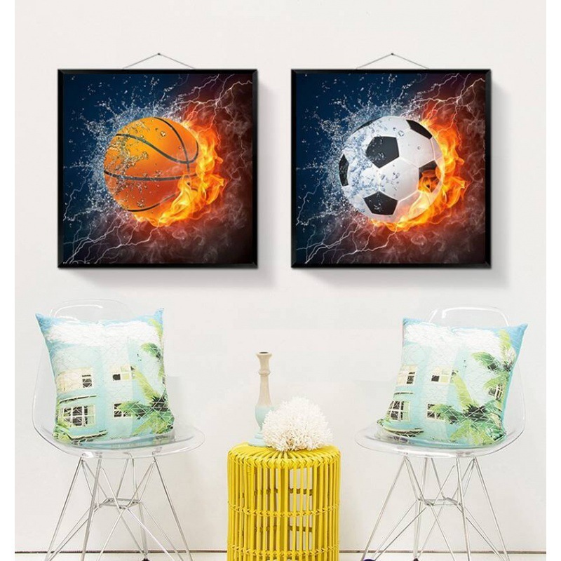 新型diy満ドリルサッカーバスケットボール5dダイヤモンド画家庭装飾画点ドリル十字刺繍工場|undefined