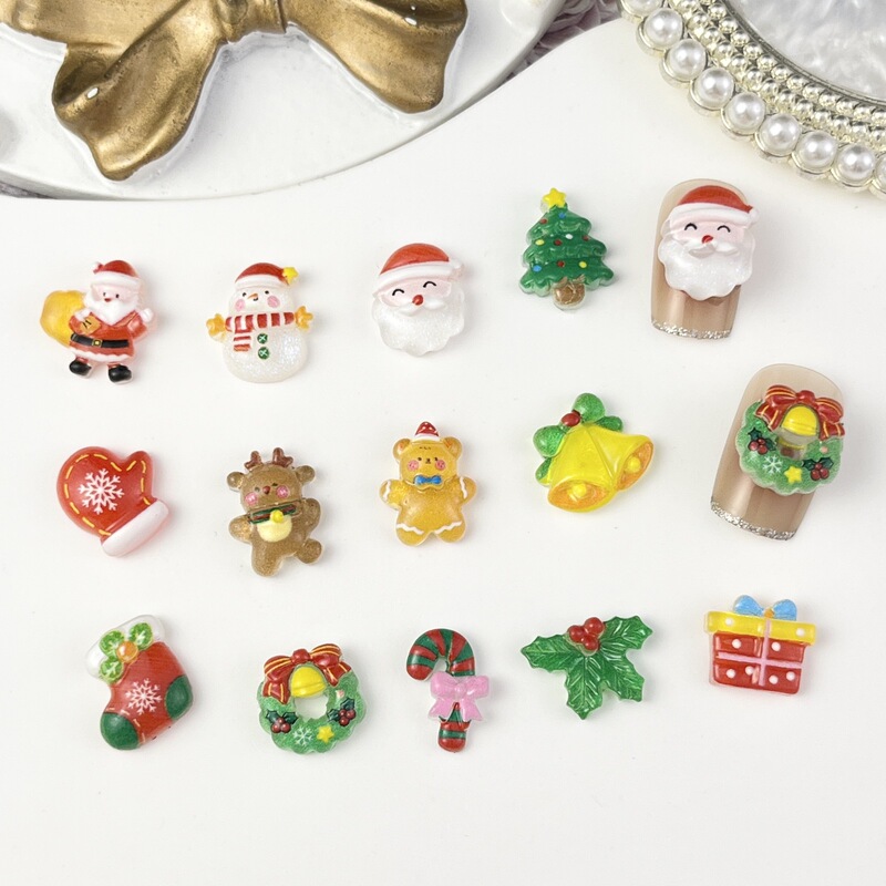 New Christmas cartoon nail jewelry cute three-dimensional Christmas tree elk snowman Bell nail accessories wholesale New Christmas cartoon nail jewelry cute three-dimensional Christmas tree elk snowman Bell nail accessories wholesale