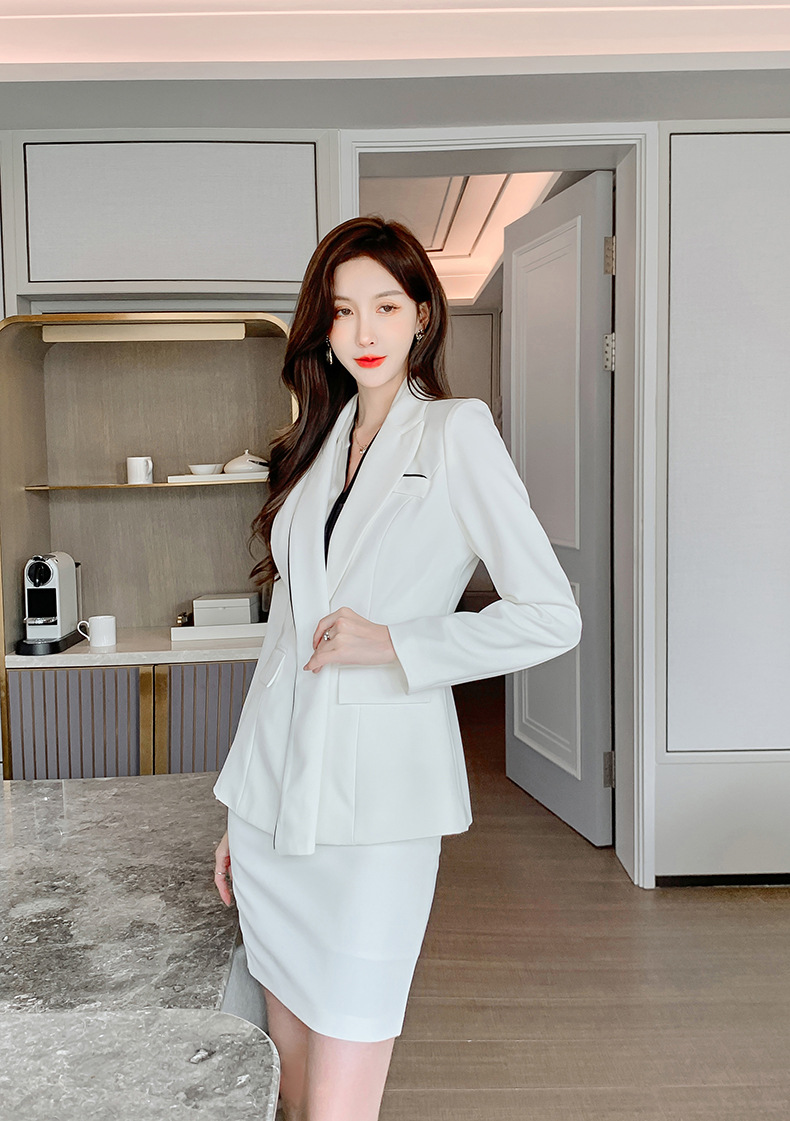 Set công sở nữ áo vest blazer và chân váy hai mảnh kiểu mới — Màu trắng chi tiết 12
