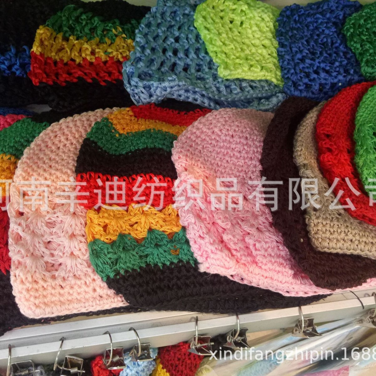 厂家直销手工钩针彩色帽 民族帽子 女士帽透气遮阳防晒手工编织